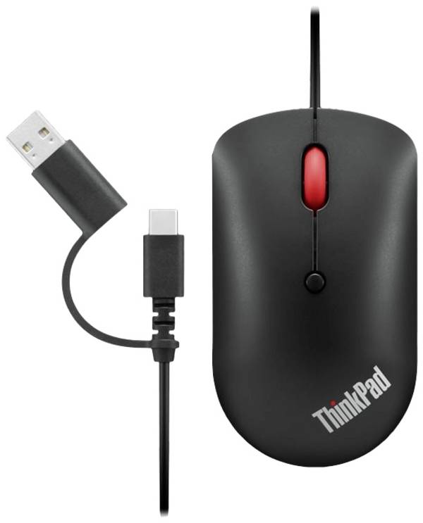 Lenovo ThinkPad Compact optická myš, přenos kabelový, 4 tlačítko, 800 dpi, 1600 dpi, 2400 dpi, černá