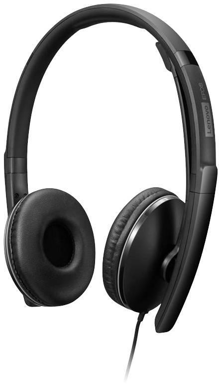 Černá kabelová sluchátka Over-Ear s polstrovanými měkkými náušníky, vhodná pro audio a počítačové aplikace.