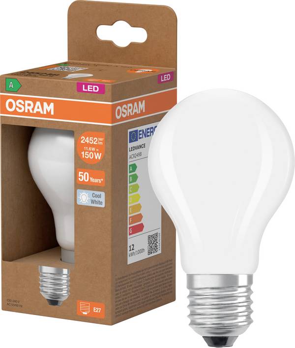 OSRAM HOMELIGHTING 4058075839205 LED Energetická třída (EEK2021) A (A - G) E27 klasická žárovka 11.6 W = 150 W neutrální bílá (Ø x v) 70 mm x 70 mm  1 ks