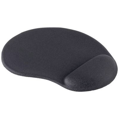 Černá ergonomická podložka pod myš s opěrkou zápěstí. Ideální pro podporu zápěstí při používání počítačové myši.