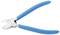Boční štípací kleště s modrými rukojeťmi, vhodné pro stříhání drátů a malých kabelů.