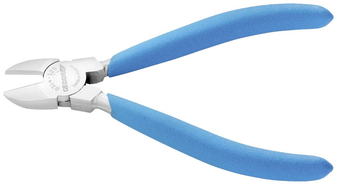 Boční štípací kleště s modrými rukojeťmi, nástroj pro řezání drátů a kabelů. Nástroj pro řemeslné a elektrotechnické práce.