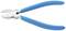 Boční štípací kleště s modrými rukojeťmi, vhodné pro řezání drátů nebo kovů.