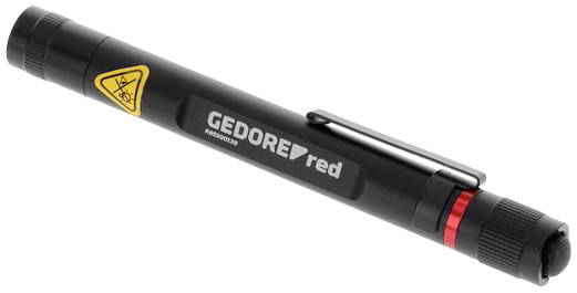 Černý magnetický zvedák na pero od Gedore Red s žlutým výstražným symbolem a červeným kroužkem na spodním konci.