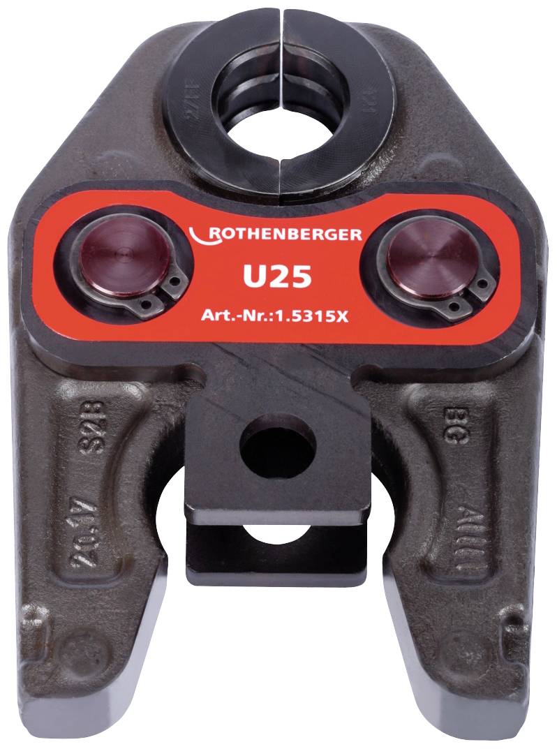 Lisovací kleště Rothenberger, model U25, artikl č. 1.5315X, vyrobené z kovu, používané pro profesionální spojování potrubí.