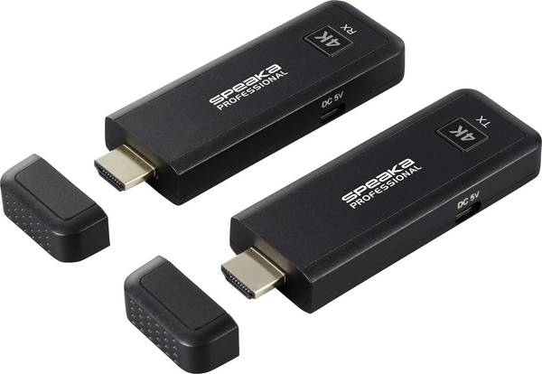 SpeaKa Professional SP-TR-450 HDMI bezdrátový přenos (sada) 50 m 2.4 GHz, 5 GHz 3840 x 2160 Pixel integrovaný LED ukazatel