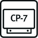 Jednoduchý symbol s nápisem 'CP-7' v obdélníku, který představuje poznámku nebo kód.