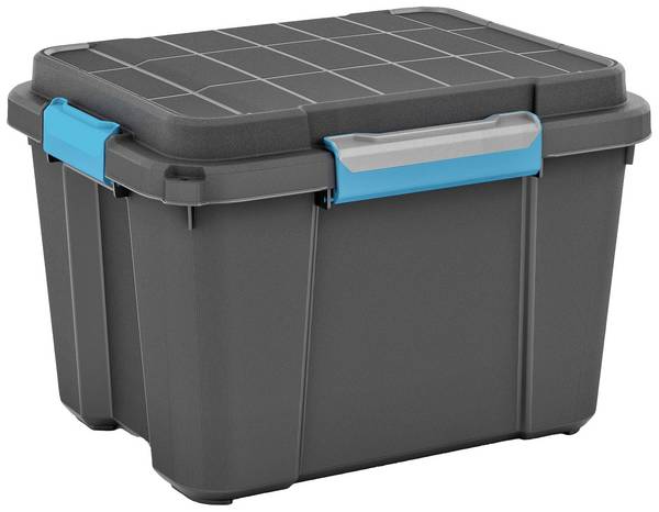 KIS 237440 Úložný box, Scubba, stohovatelné, (d x š x v) 495 x 495 x 340 mm, šedomodrá, černá, 1 ks