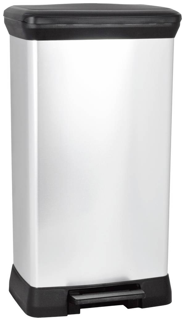 Curver Deco bin metalics 240643 odpadkový koš, 50 l, (š x v x h) 390 x 720 x 290 mm, stříbrná, černá, 1 ks