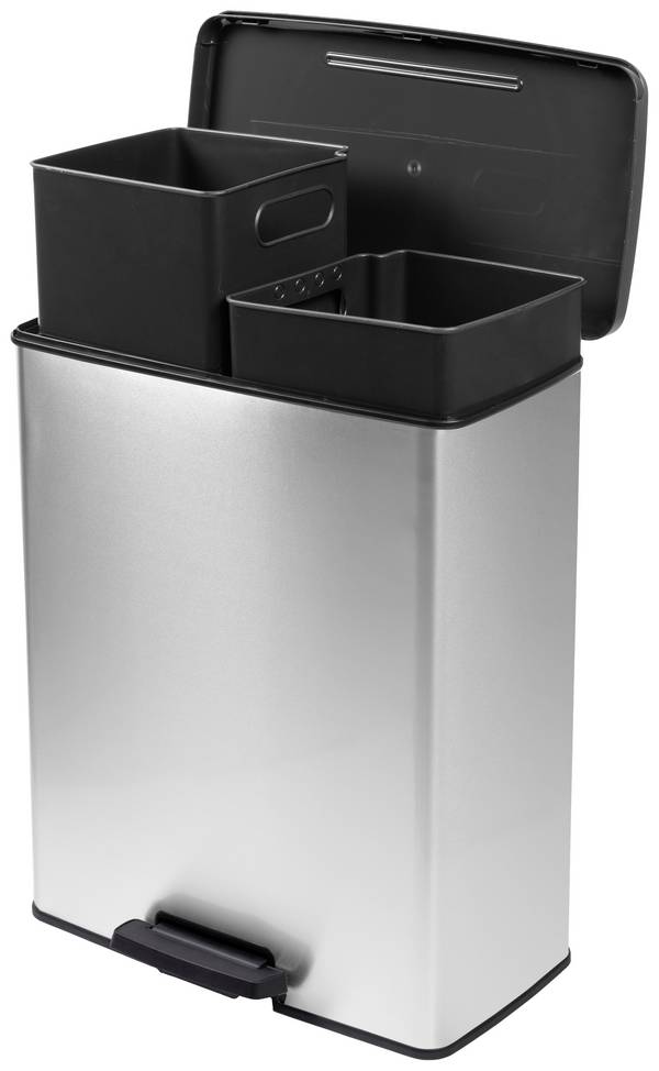 Curver Deco bin slim 254619 odpadkový koš, 52 l, (š x v x h) 486 x 615 x 284 mm, stříbrná, černá, 1 ks