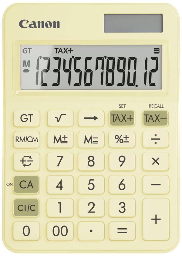 Canon LS-125KB-PYL  kapesní kalkulačka, displej (počet míst) 12, na baterii, solární napájení, pastelová žlutá