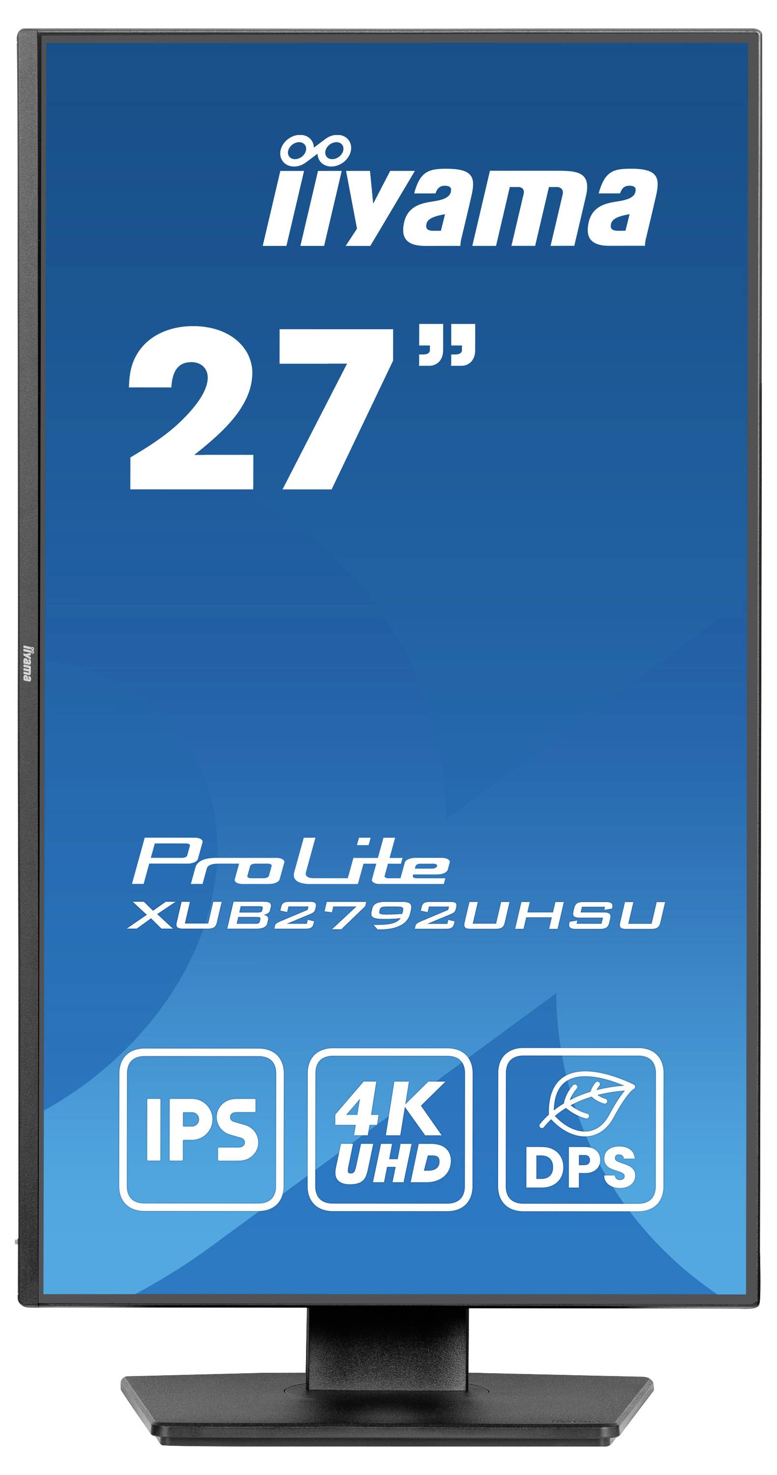 27" monitor od iiyama, model ProLite XUB2792UHSU. Vlastnosti: IPS, 4K UHD, otočná funkce.