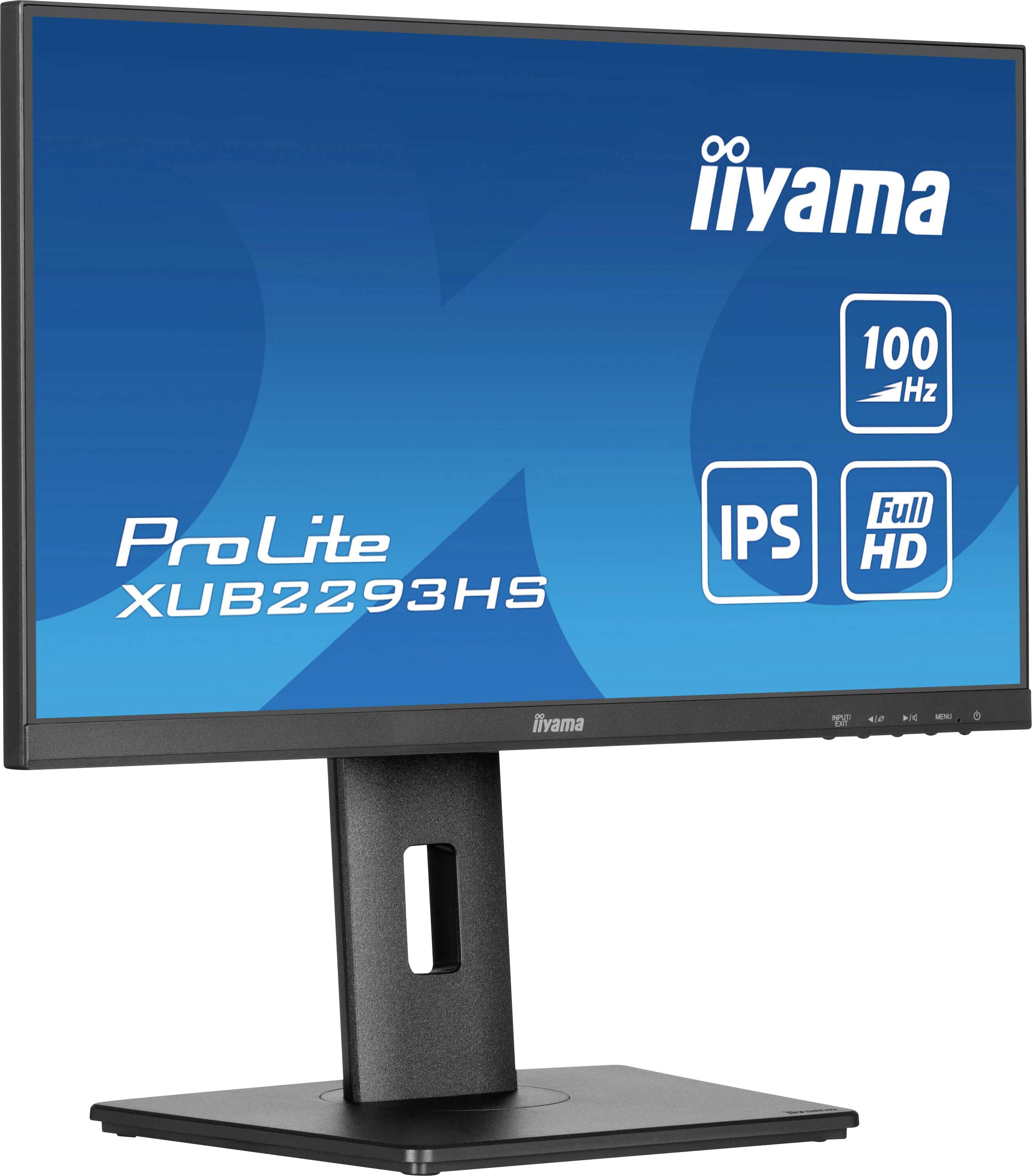 Monitor značky iiyama s modelem ProLite XUB2293HS, obnovovací frekvencí 100 Hz, IPS panelem a rozlišením Full HD.