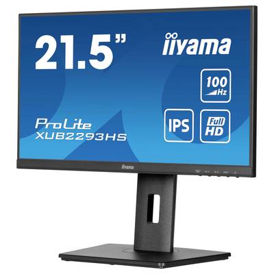Monitor iiyama ProLite XUB2293HS s úhlopříčkou 21,5 palce, obnovovací frekvencí 100 Hz a rozlišením Full HD, s IPS panelem na nastavitelném stojanu.