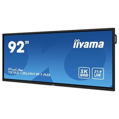 Velký displej s nápisem '92" iiyama ProLite TE9218UWI-B1AG' nabízí 5K UHD rozlišení ve formátu 21:9.
