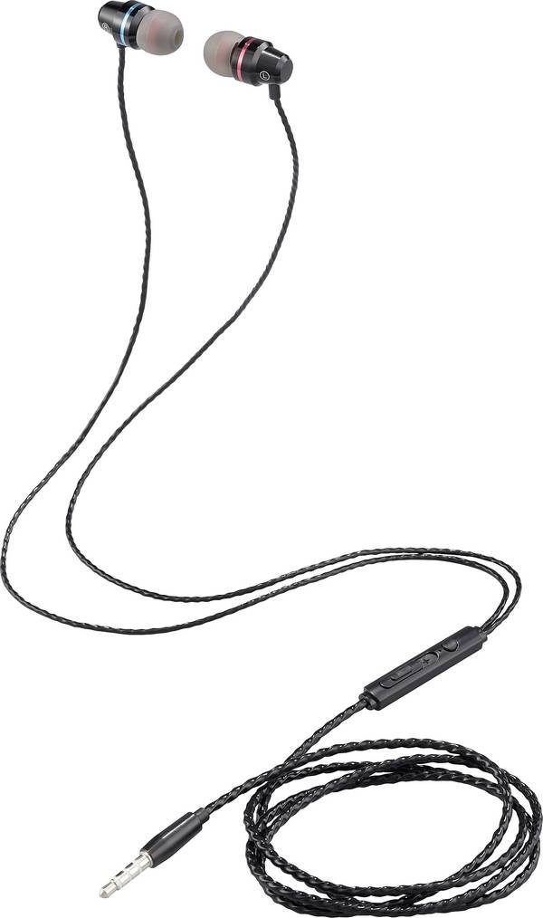 Renkforce RF-IE-JH01  Headset do uší (In Ear) kabelová  černá  Dálkový ovladač telefon