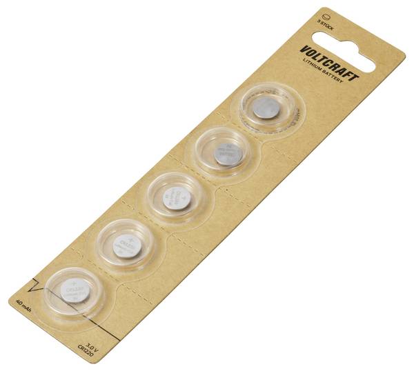 <br>  VOLTCRAFT<br>  CR 1220<br>  knoflíkový článek<br>  3 V<br>  40 mAh<br>  lithiová<br>  VC-16107970<br>  5 ks<br>