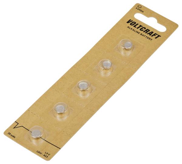 <br>  VOLTCRAFT<br>  LR 41<br>  knoflíkový článek<br>  1.5 V<br>  35 mAh<br>  alkalicko-manganová<br>  AG3<br>  5 ks<br>