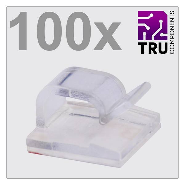 TRU COMPONENTS T24CA019 kabelová spona samolepicí TC-12888432 Průměr kabelového svazku (rozsah) 1 do 7 mm   transparentní 100 ks