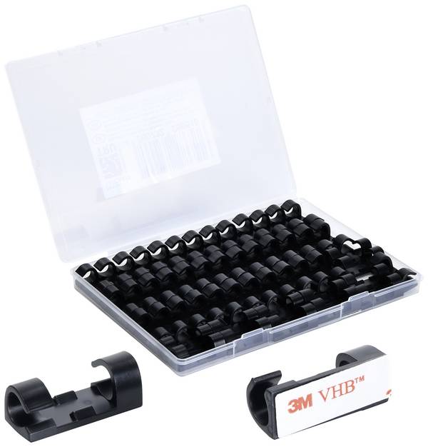 TRU COMPONENTS T24CA077 držák kabelu samolepicí TC-12888580 Průměr kabelového svazku (rozsah) 5 do 9 mm   černá 50 ks
