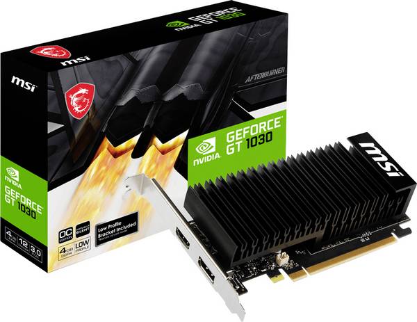 MSI grafická karta Nvidia GeForce GT1030   4 GB    HDMI™, DisplayPort přetaktovaná, nízký profil