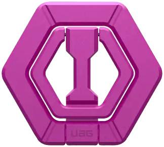 Šestiúhelníková, růžová plastová forma s centrálním prvkem. Připomínající geometrický design, pravděpodobně stylizovaný držák.