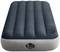 Nafukovací matrace v modré a šedé barvě s prohloubeninou pro polštář a ventilem na straně, vhodná pro použití uvnitř i venku.