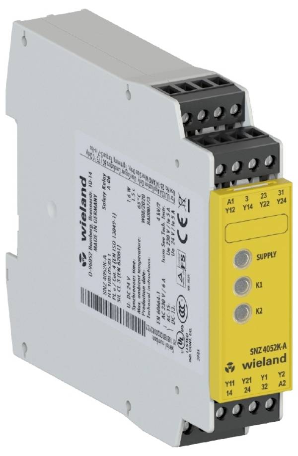 Wieland Electric SNZ4052K-A AC/DC 24V (B) Obouruční spínač, 24 V DC/AC, (š x v x h) 22.5 x 96.5 x 114 mm, R1.188.0530.1, 1 ks
