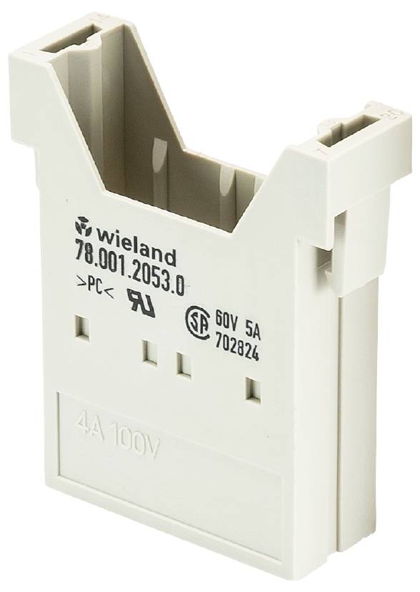 Bílý elektronický konektor od společnosti Wieland s potiskem '78.001.2053.0', včetně údajů o napětí a proudu.