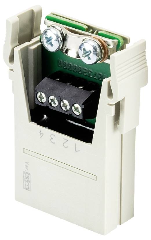 Elektrický připojovací konektor s svorkami a šrouby, vhodný pro montáž do pouzdra nebo rozvaděče.