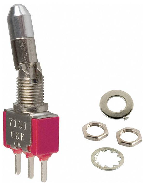 C & K Switches 7101K2CQE Toggle Switch 7000 Series 120 V/AC, 28 V/DC 5 A 1x zap/zap 1 ks Bulk