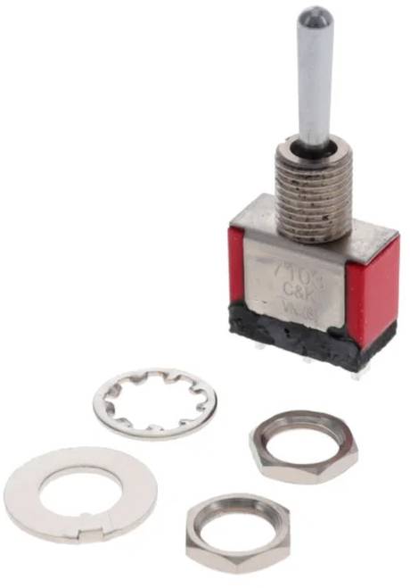 C & K Switches 7105TCWV81GE Toggle Switch 7000 Series 120 V/AC, 28 V/DC 5 A 1x (zap)/vyp/(zap) IP67 1 ks Bulk-0