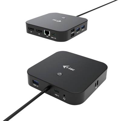Dvě černé USB dokovací stanice s více porty, včetně USB-C, USB 3.0, HDMI a LAN portu.