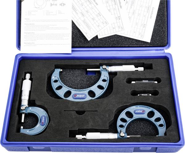 Dasqua  4111-8206 sada třmenových mikrometrů   s kontrolním měřítkem 0 - 75 mm  DIN 863