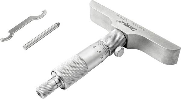 Dasqua  4611-8106 Hloubkový mikrometr  s kontrolním měřítkem 0 - 25 mm  DIN 863