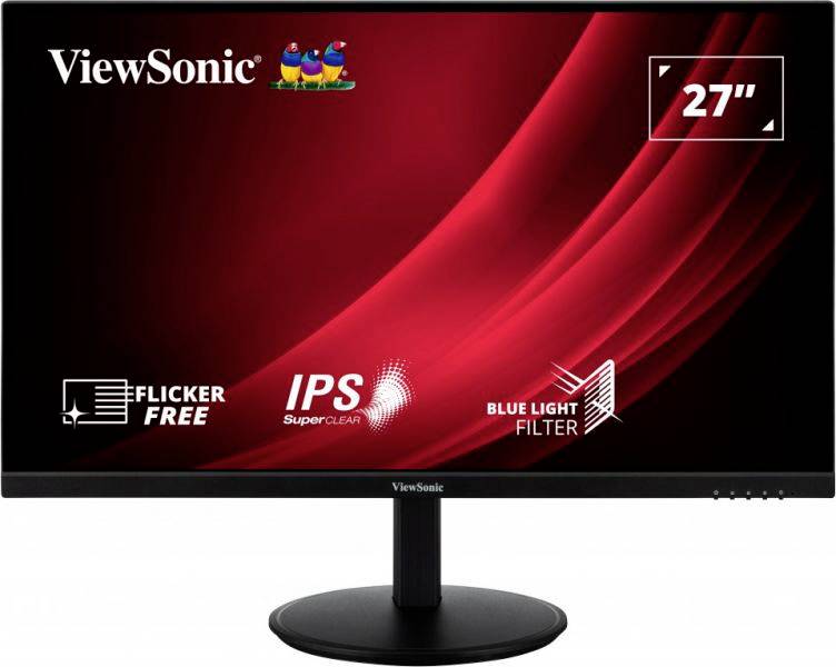 27palcový monitor od ViewSonic s funkcemi, jako je bez blikání, technologie IPS SuperClear a filtr modrého světla.