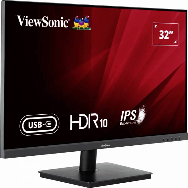 'ViewSonic 32palcový monitor s USB-C, HDR10 a IPS technologií, černý rámeček, vhodný pro profesionální úpravu obrazu.'