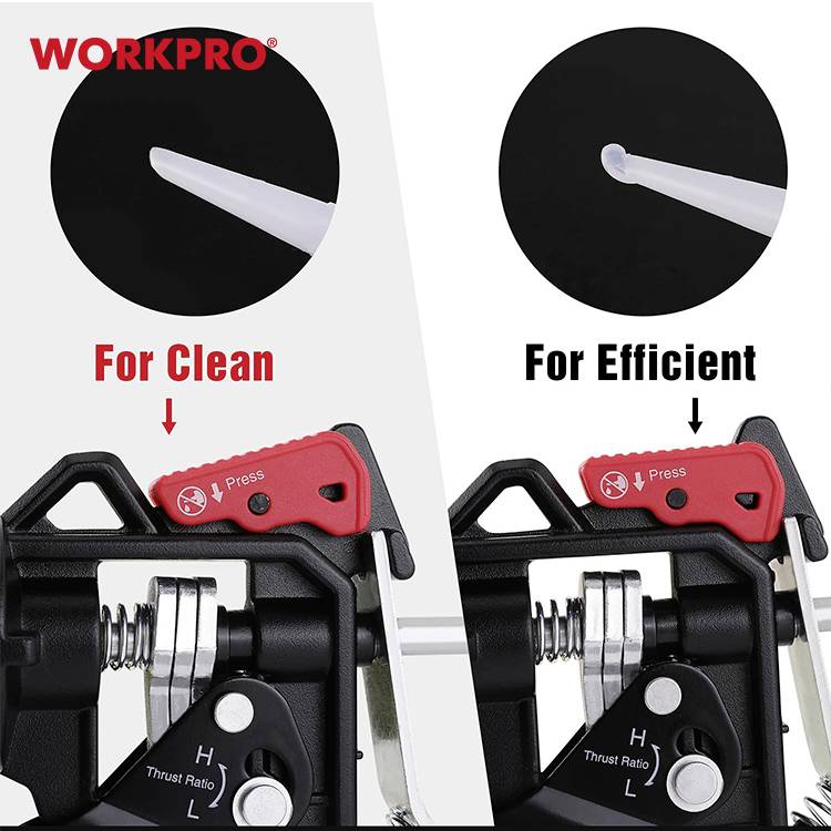 Logo 'WORKPRO' s dvěma zobrazeními nástrojů a textem: 'Pro čistotu' a 'Pro efektivitu'. Vlevo je přímý hrot, vpravo zahnutý.