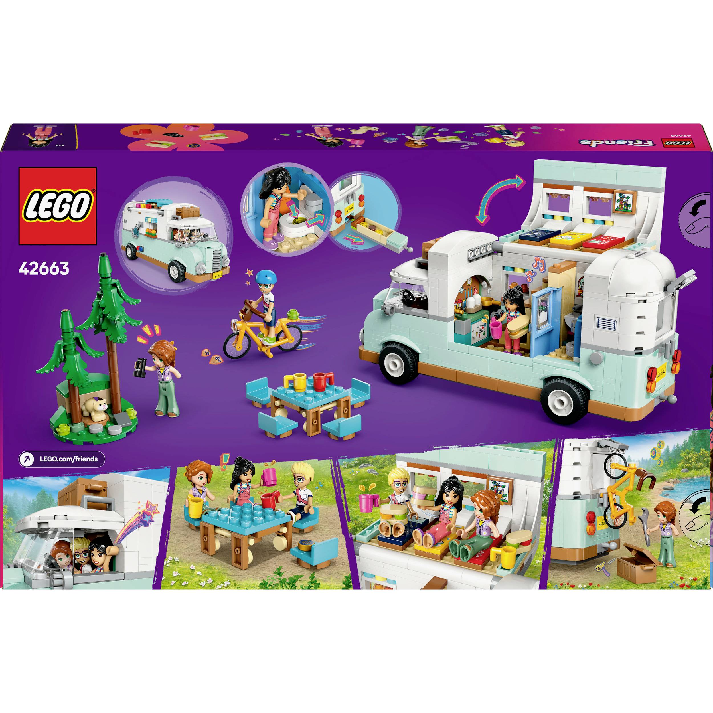 Sada LEGO 'Obytný vůz přátelství': Stavebnice s obytným vozem, figurkami a doplňky. Vhodné pro kreativní roleplay a stavění.