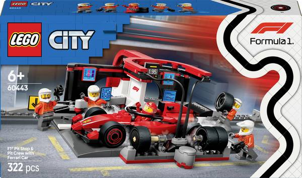 60443 LEGO® CITY F1® stojan na reproduktor s Boxencrew a Ferrari Flitzer
