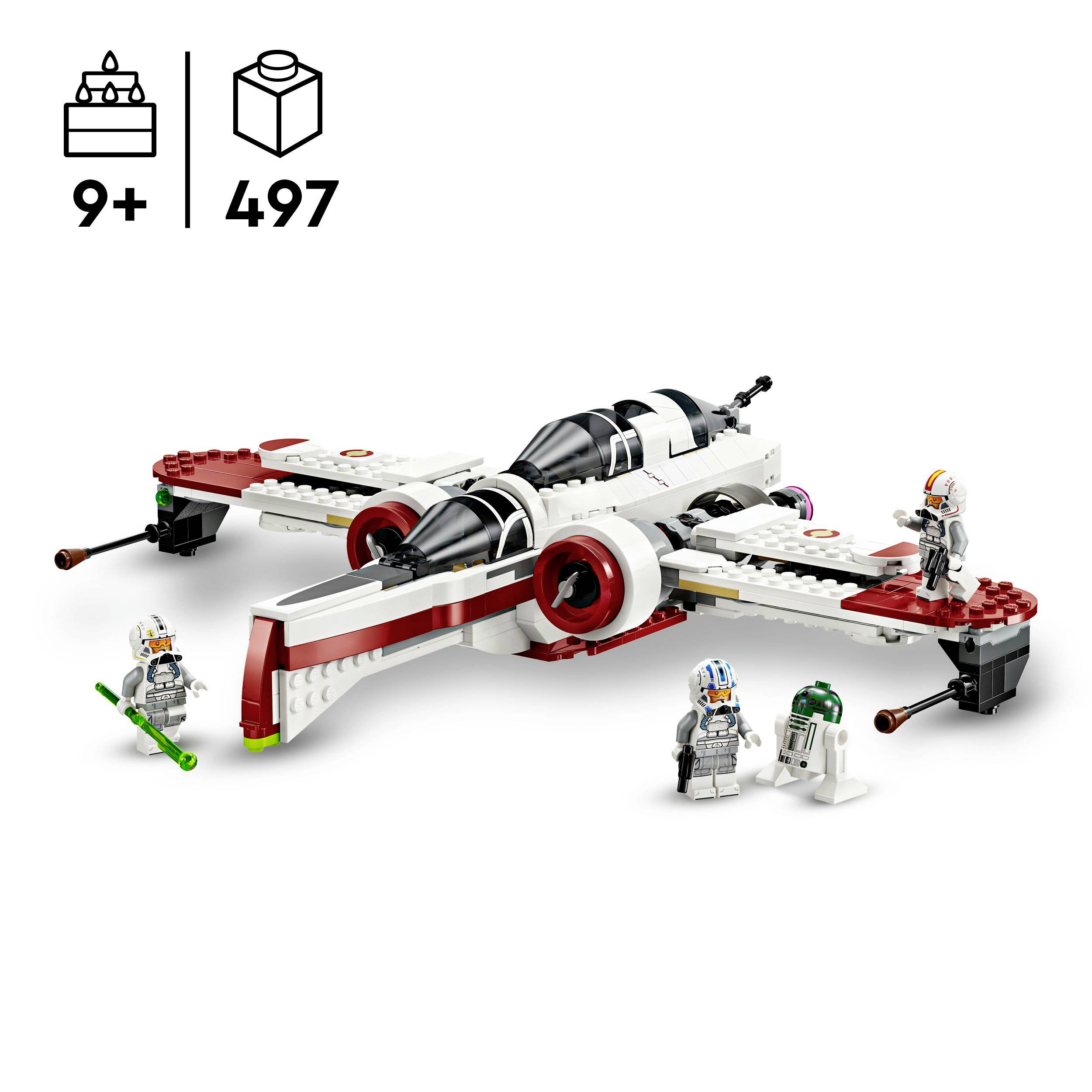 LEGO vesmírná sada s 497 díly, vhodná pro děti od 9 let. Obsahuje figurky a detailní model vesmírné lodi.