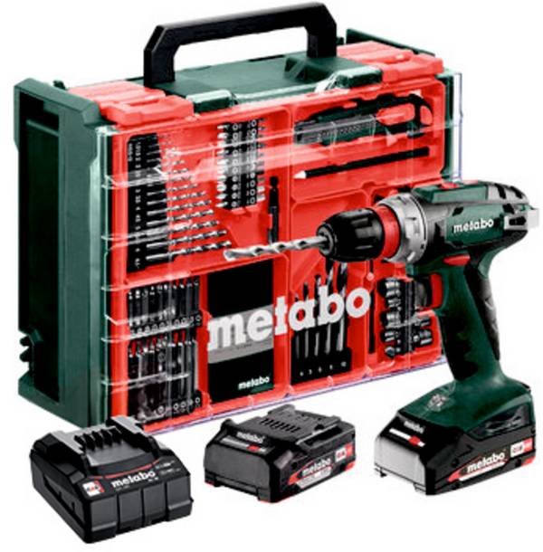 Metabo BS 18 Quick Set aku vrtací šroubovák, 18 V, 2 Ah Li-Ion bezkartáčové, vč. 2x aku, kufřík, vč. nabíječky, vč. příslušenství, 602217710