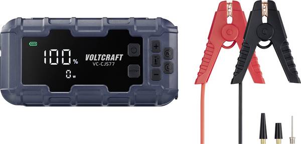 VOLTCRAFT systém pro rychlé startování auta VC-CJS77, VC-16533725, max. startovací proud 600 A, 2x USB konektor, nabíjecí a udržovací stanice, elektronická ochrana, kompresor, indikátor stavu nabití, ochrana proti přepólování