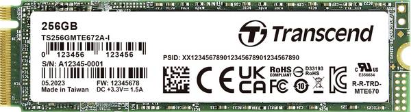 Transcend  256 GB interní PCIe SSD M.2 PCIe NVMe  TS256GMTE672AI-VS1