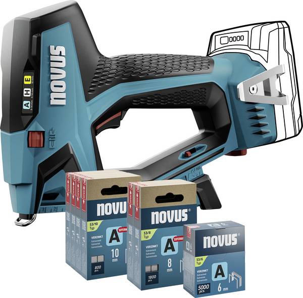 Novus Tools J-550, 031-0373 akumulátorová sponkovačka, Typ 37 , Typ 53, dĺžka 6 - 14 mm, bez akumulátoru, bez nabíječky