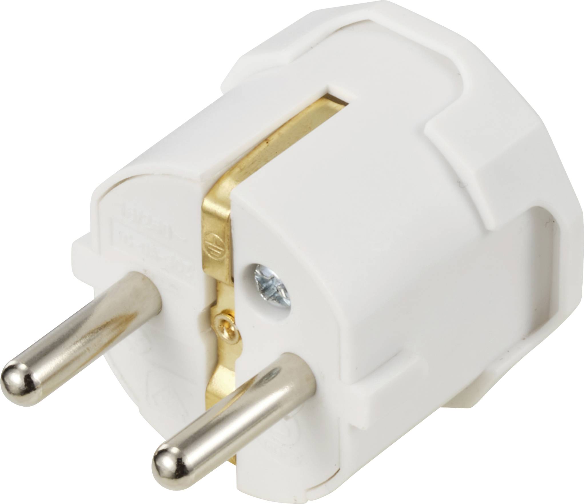 Bílé evropské síťové adaptéry se dvěma kulatými kolíky, nejčastěji používané v Evropě pro připojení elektrických zařízení.