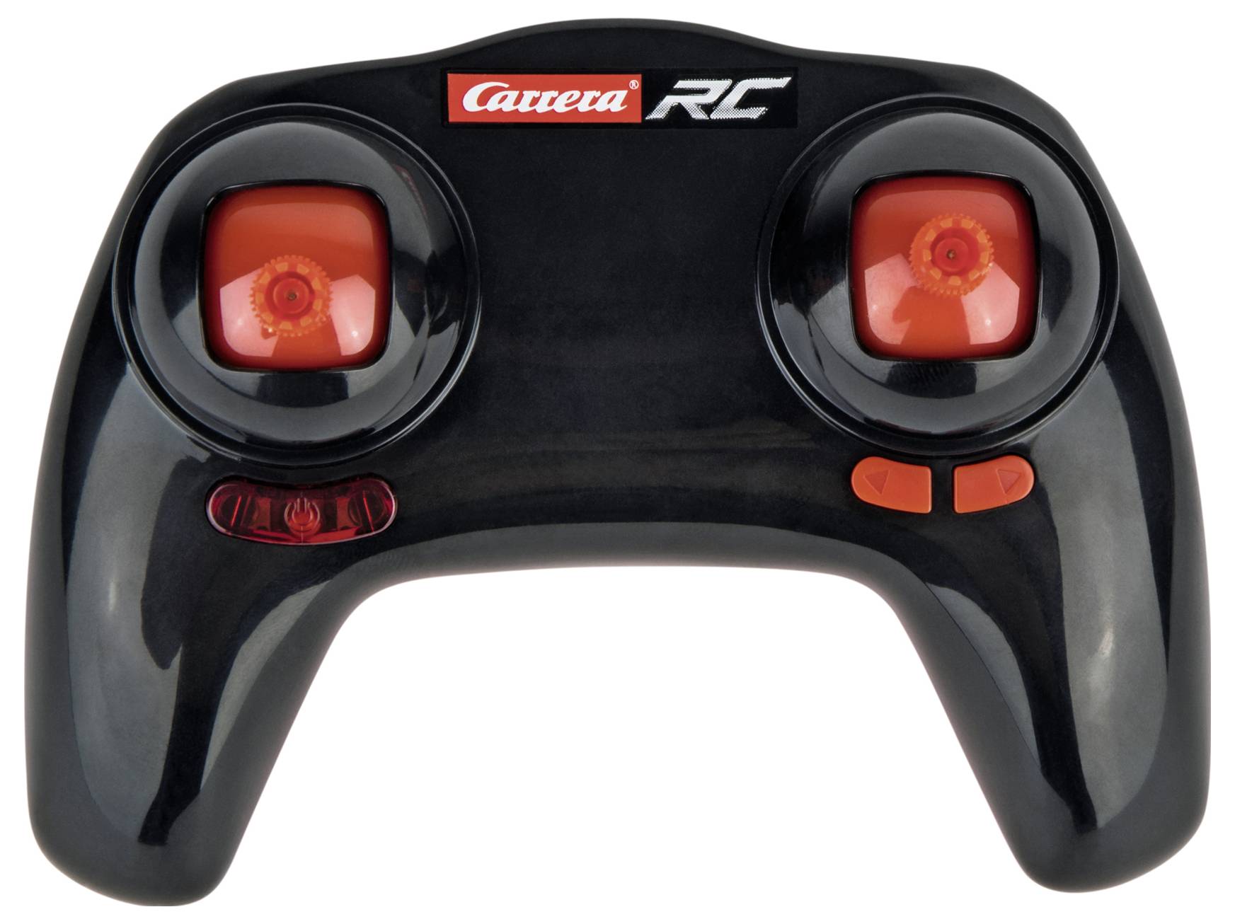 Černý Carrera RC ovladač se dvěma červenými joysticky.