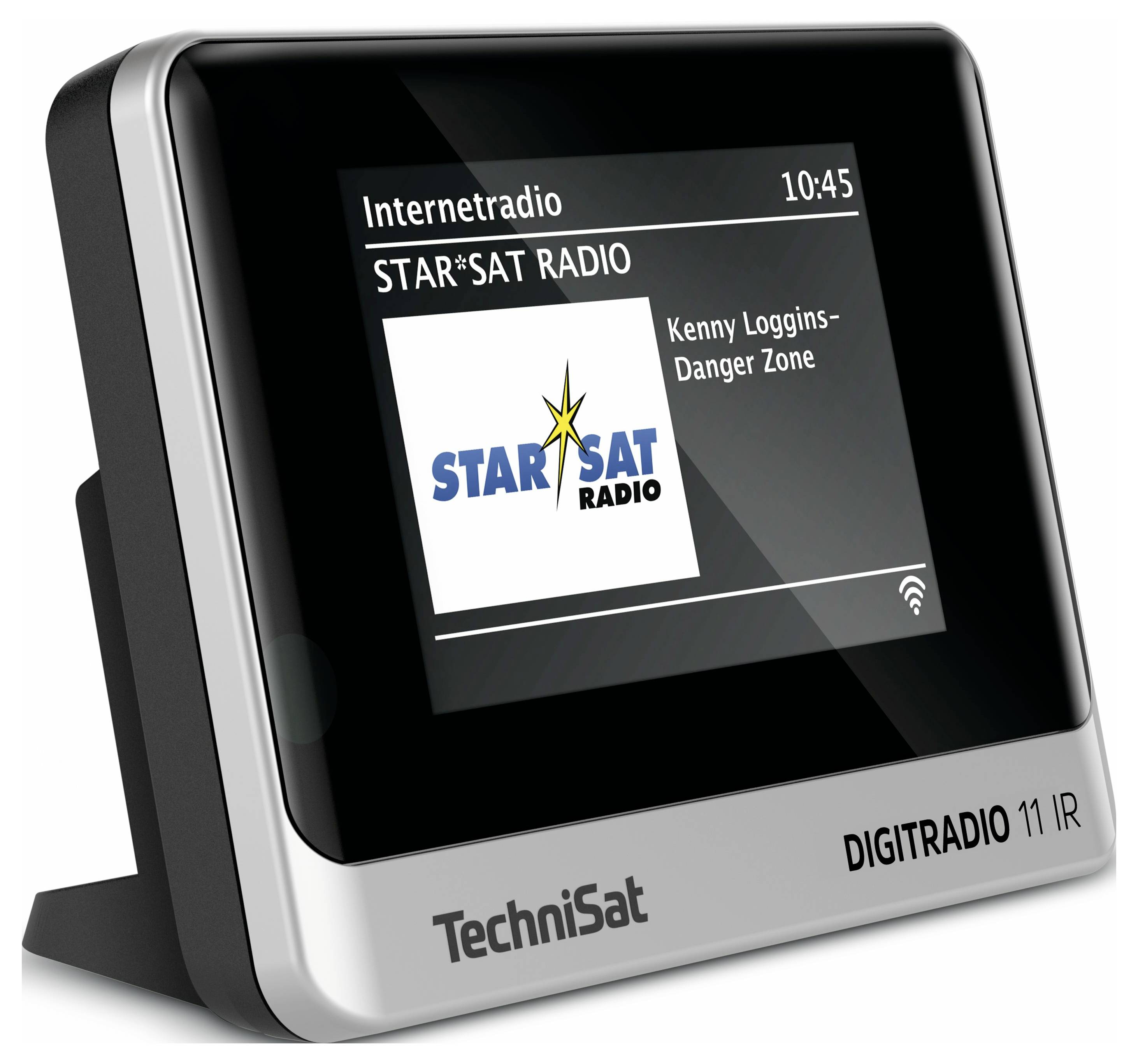 Technisat Digitalradio zobrazuje internetovou rozhlasovou stanici 'Star*Sat Radio', přehrává 'Kenny Loggins - Danger Zone'; čas: 10:45.