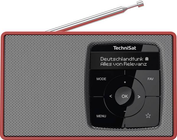 TechniSat DIGITRADIO 2 0003/3910 stolní rádio, DAB+, FM, DAB+, FM, Bluetooth, funkce alarmu, červenostříbrná