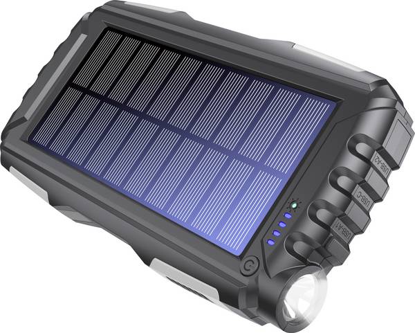 Denver PSO-20010 MK2 solární powerbanka 20000 mAh, USB-C®, antracitová, Kapesní svítilna, Indikátor stavu